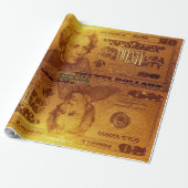 Golden US Twenty Dollar Bill Reflection Cadeaupapier (Uitgerold)