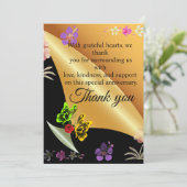 Golden V-Point Jubileum Vlinders en Rozen Bedankkaart (Staand voorkant)