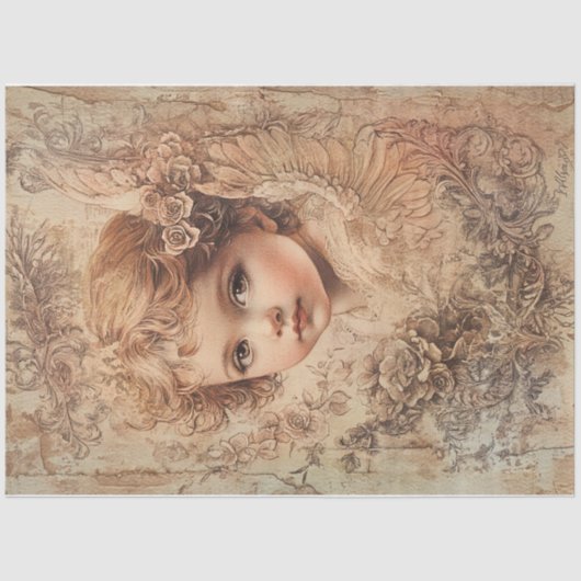 Golden Valentijn Angel Tissuepapier (Voorkant)