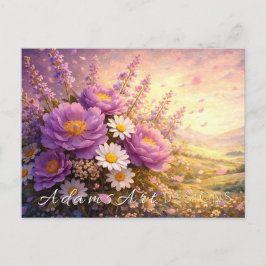Golden Valley Peony & Wildflower Sunset Postcard Briefkaart