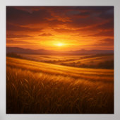 Golden Valley - Sunset Wheat Field Painting Style Poster (Voorkant)
