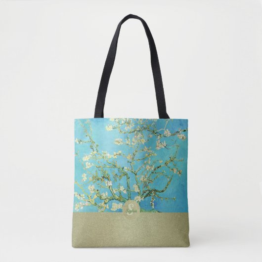 Golden Van Gogh Almond Blossom Monogram Tote Bag (Voorkant)