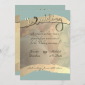 Golden Veiled Portrait Wedding Invitation Kaart (Voorkant / Achterkant)