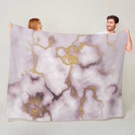Golden Vein Marble  Blush Aura Fleece Blanket Deken