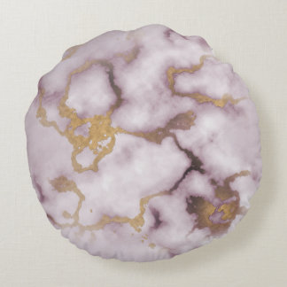 Golden Vein Marble  Blush Aura  Throw Pillows Rond Kussen