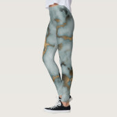 Golden Vein Marble Oceaan Mist Kousen Leggings (Links)
