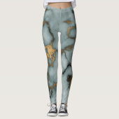 Golden Vein Marble Oceaan Mist Kousen Leggings (Voorkant)