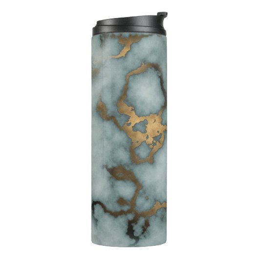 Golden Vein Marble  Ocean Mist Thermal Tumbler Thermosbeker (Gedraaid links)