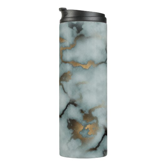 Golden Vein Marble Ocean Mist Thermal Tumbler Thermosbeker (Geroteerd rechts)