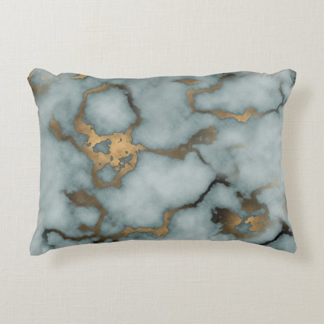 Golden Vein Marble  Ocean Mist  Throw Pillows Accent Kussen (Voorkant)