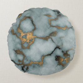 Golden Vein Marble  Ocean Mist Throw Pillows Rond Kussen