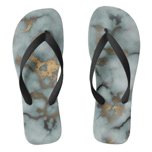 Golden Vein Marble Ocean Mist Women's Flops Teenslippers (Voetbed)