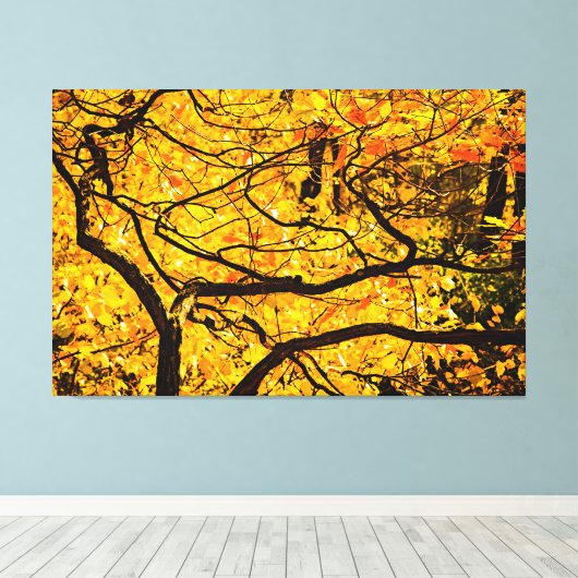 Golden veins in het najaar canvas afdruk (Insitu (Houten vloer))