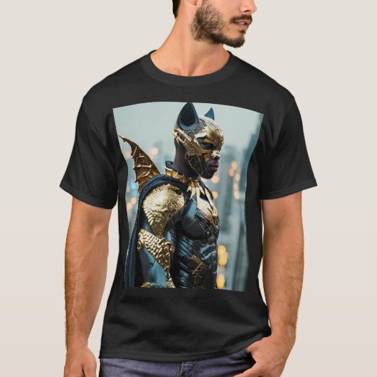 Golden Vengeance: African Bat Man voor Cyberpunk A T-shirt (Voorkant)