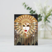 Golden Venice Carnival Party Masker Briefkaart (Staand voorkant)