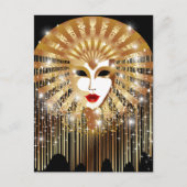 Golden Venice Carnival Party Masker Briefkaart (Voorkant)