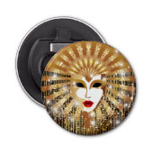 Golden Venice Carnival Party Masker Button Flesopener (Voorkant)