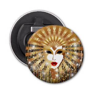Golden Venice Carnival Party Masker Button Flesopener