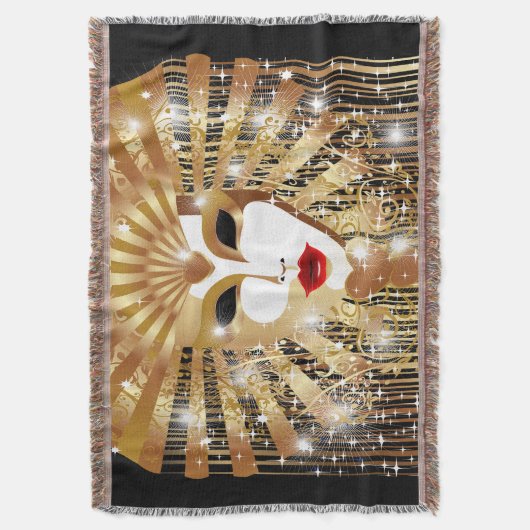Golden Venice Carnival Party Masker Deken (Voorkant Verticaal)