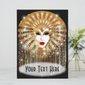 Golden Venice Carnival Party Masker Feestdagenkaart (Staand voorkant)