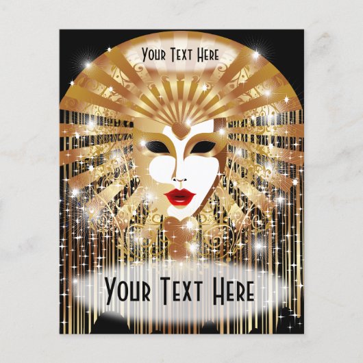 Golden Venice Carnival Party Masker Flyer (Voorkant)