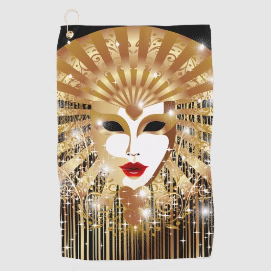 Golden Venice Carnival Party Masker Golfhanddoek (Voorkant)
