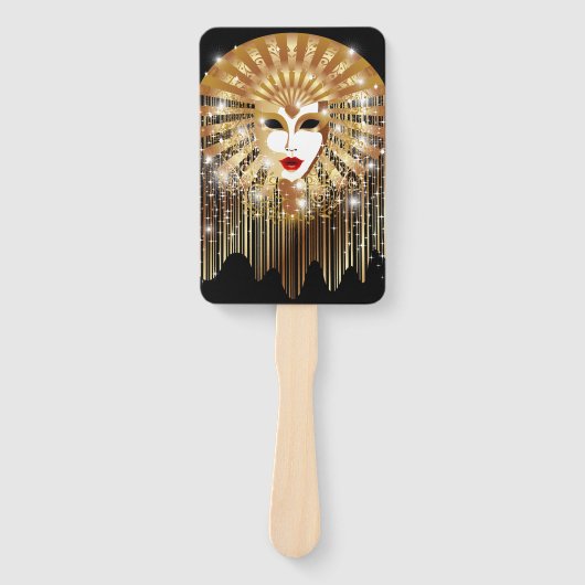 Golden Venice Carnival Party Masker Handwaaier (Voorkant)