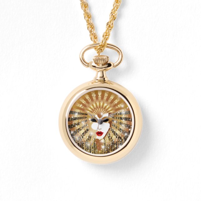 Golden Venice Carnival Party Masker Horloge (Voorkant)