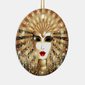 Golden Venice Carnival Party Masker Keramisch Ornament (Rechts)