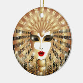 Golden Venice Carnival Party Masker Keramisch Ornament (Links)