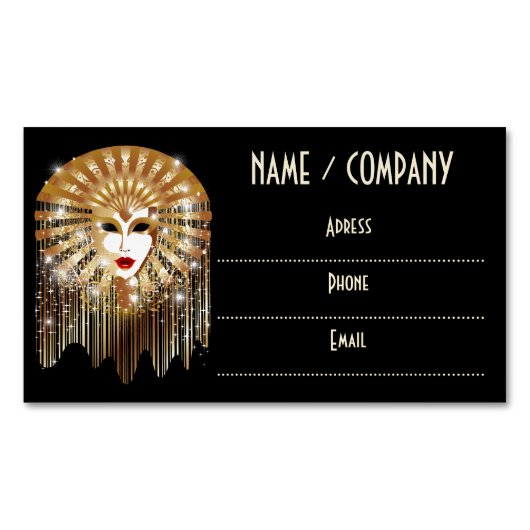 Golden Venice Carnival Party Masker Magnetisch Visitekaartje (Voorkant)