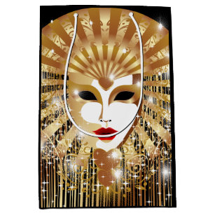 Golden Venice Carnival Party Masker Medium Cadeauzakje