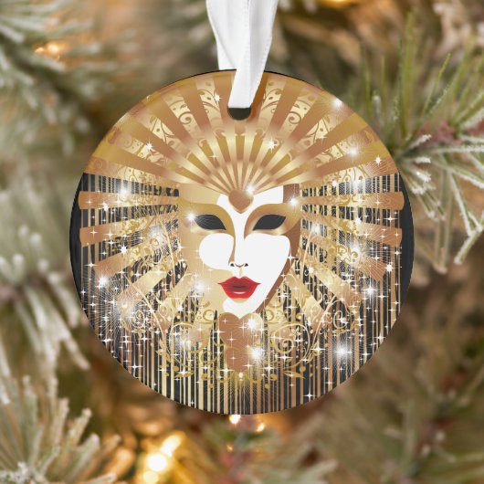 Golden Venice Carnival Party Masker Ornament (Boom)