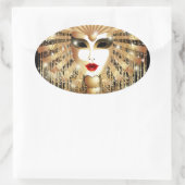 Golden Venice Carnival Party Masker Ovale Sticker (Tas)