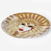 Golden Venice Carnival Party Masker Papieren Bordje (Gekanteld)
