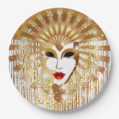 Golden Venice Carnival Party Masker Papieren Bordje (Voorkant)
