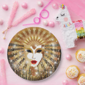 Golden Venice Carnival Party Masker Papieren Bordje (Feest)