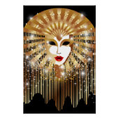 Golden Venice Carnival Party Masker Perfect Poster (Voorkant)