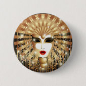 Golden Venice Carnival Party Masker Ronde Button 5,7 Cm (Voorkant)