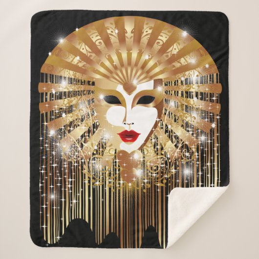 Golden Venice Carnival Party Masker Sherpa Deken (Voorkant)