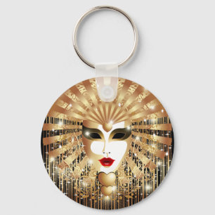 Golden Venice Carnival Party Masker Sleutelhanger