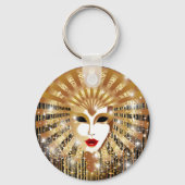Golden Venice Carnival Party Masker Sleutelhanger (Voorkant)