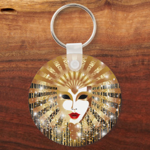 Golden Venice Carnival Party Masker Sleutelhanger