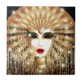 Golden Venice Carnival Party Masker Tegeltje (Voorkant)
