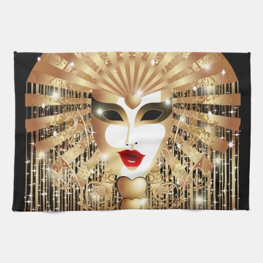 Golden Venice Carnival Party Masker Theedoek (Horizontaal)