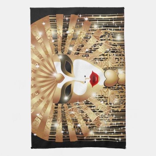 Golden Venice Carnival Party Masker Theedoek (Verticaal)