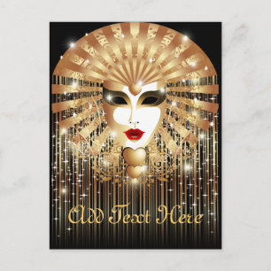 Golden Venice Carnival Party Masker Uitnodiging Briefkaart