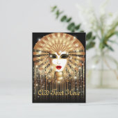 Golden Venice Carnival Party Masker Uitnodiging Briefkaart (Staand voorkant)