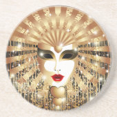 Golden Venice Carnival Party Masker Zandsteen Onderzetter (Voorkant)