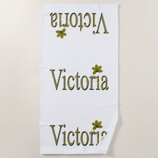 Golden Victoria Name, Beach Towel Strandlaken (Voorkant)